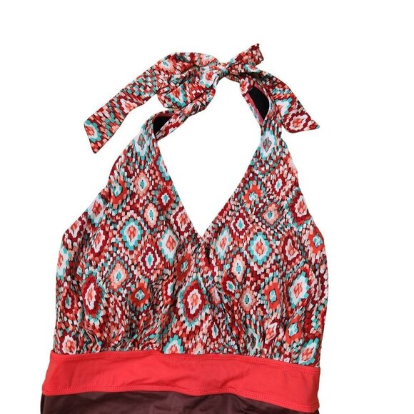 Keeprone Halter One-Piece Swimsuit Colorful Pink Slimming Women's 12 - Picture 3 of 6